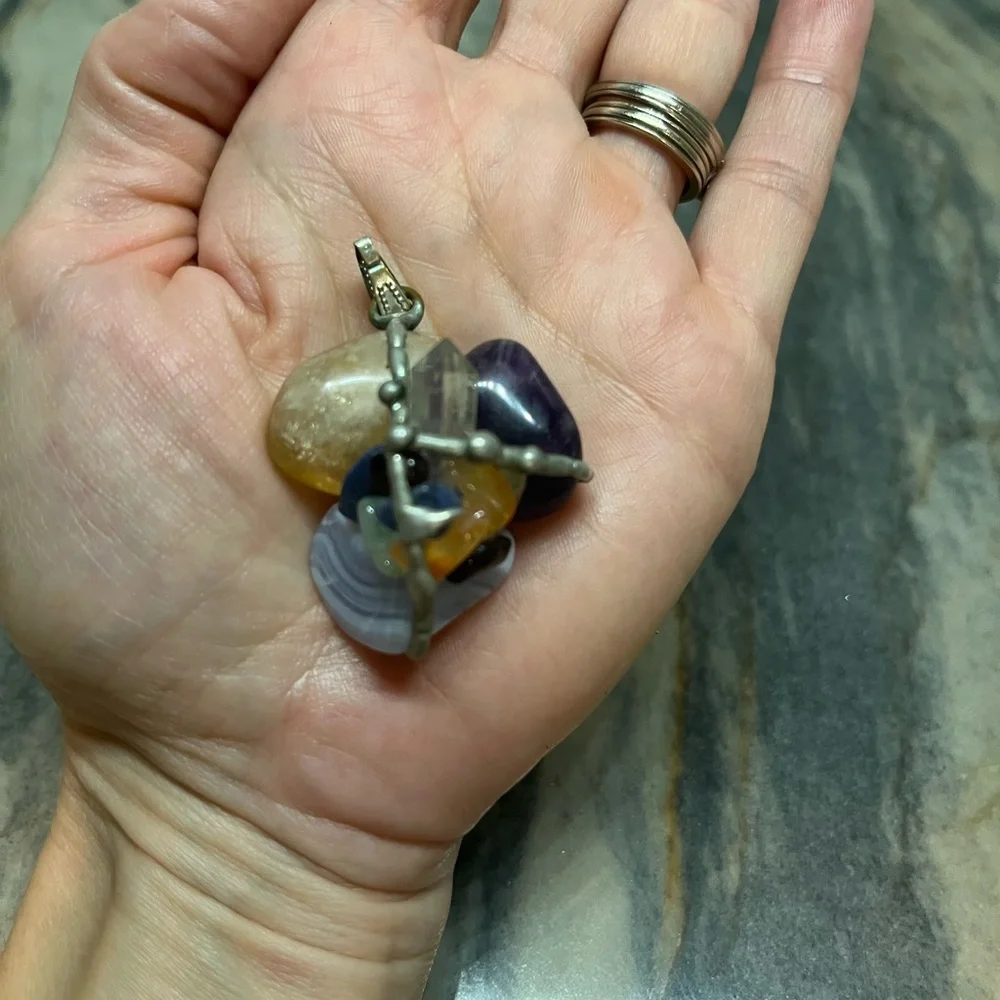 chakra amulet pendant Healing Zodiac Crystals  Approx 1.25” tall